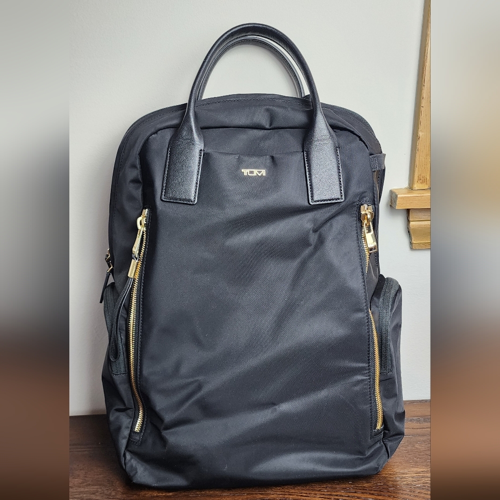 Tumi Atlanta Backpack -  Black Backpack with Gold Accents